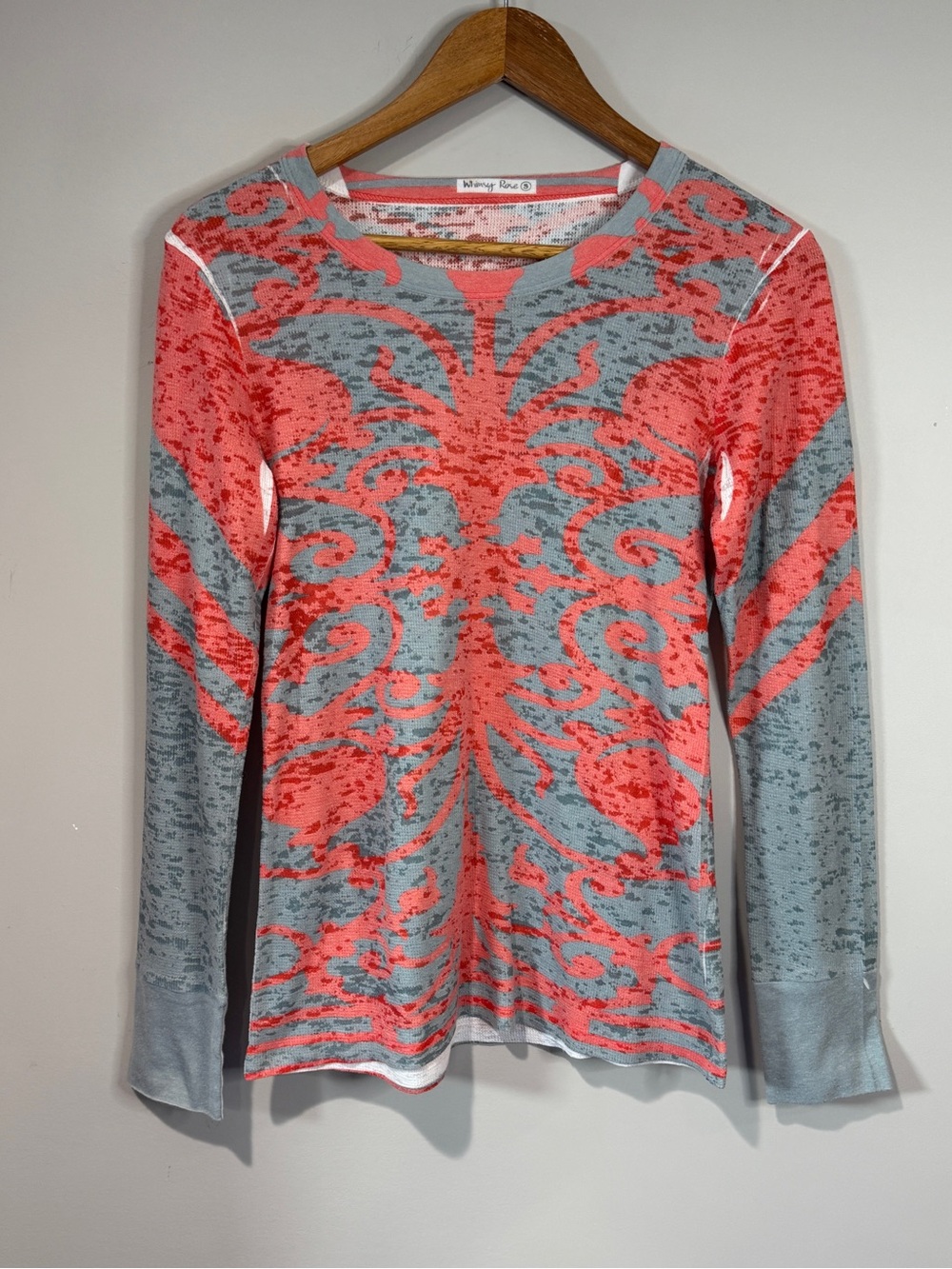 Whimsy Rose Women's Multicolor Baby Waffle Knit Thermal Coral Grey USA Boho S